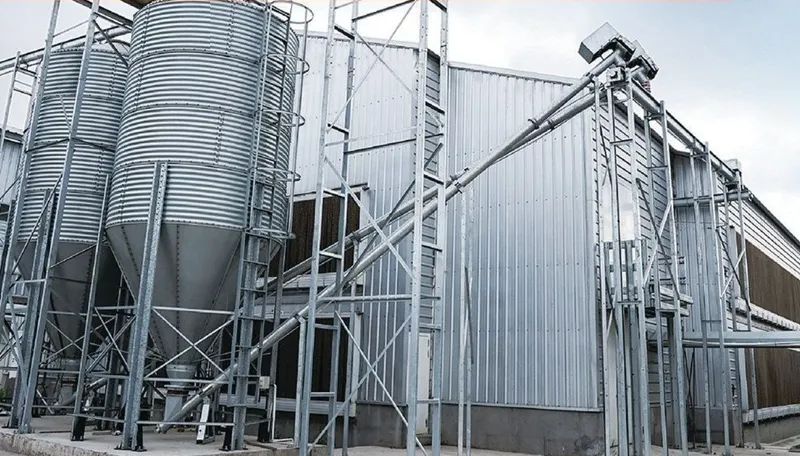 Silo pakan galvanis untuk kandang ayam