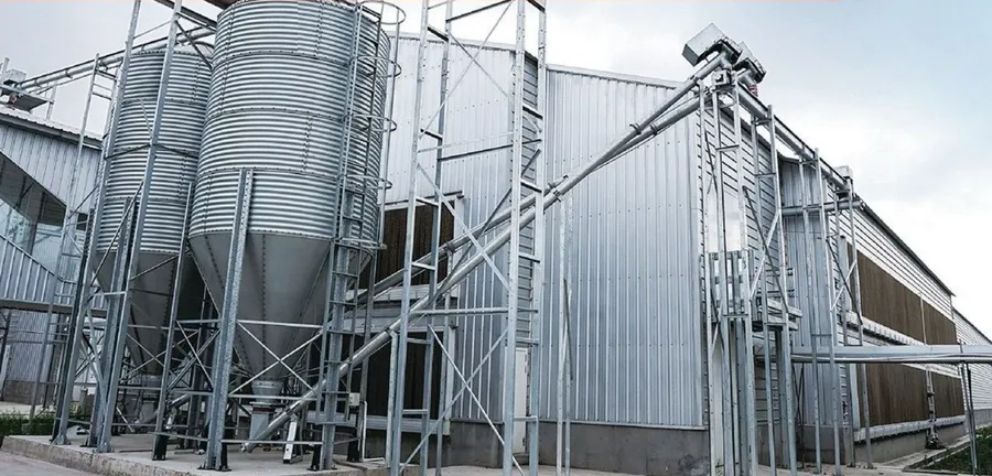 Silo pakan galvanis untuk kandang ayam